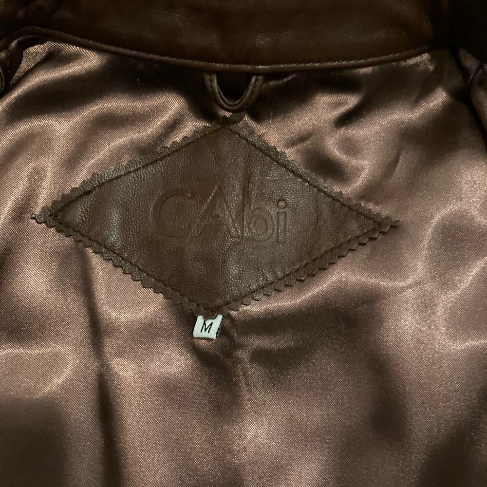 CAbi Chocolate Brown Leather Vest with full polyester lining - Picture 3 of 4